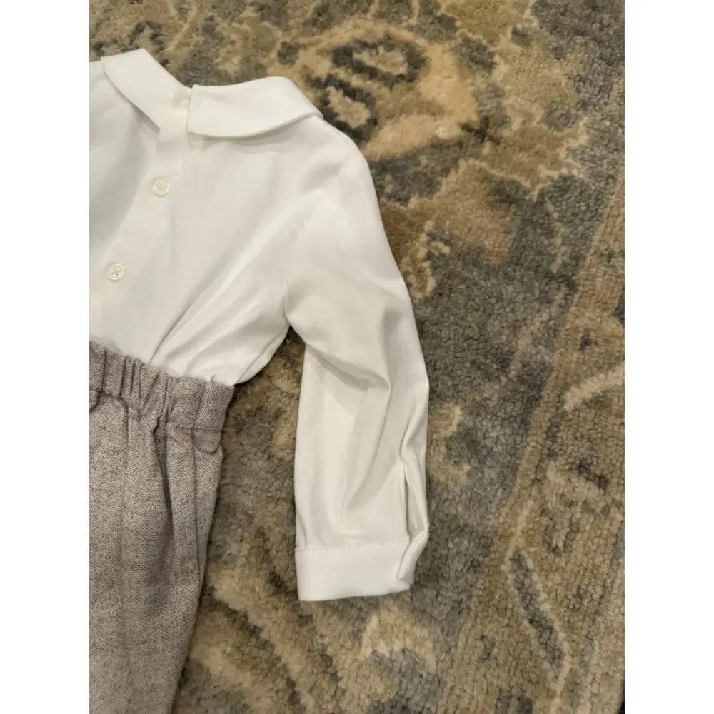 Luli & Me Long Sleeve Brown Tweed Button On Short Set Fall 6 Months NWT
